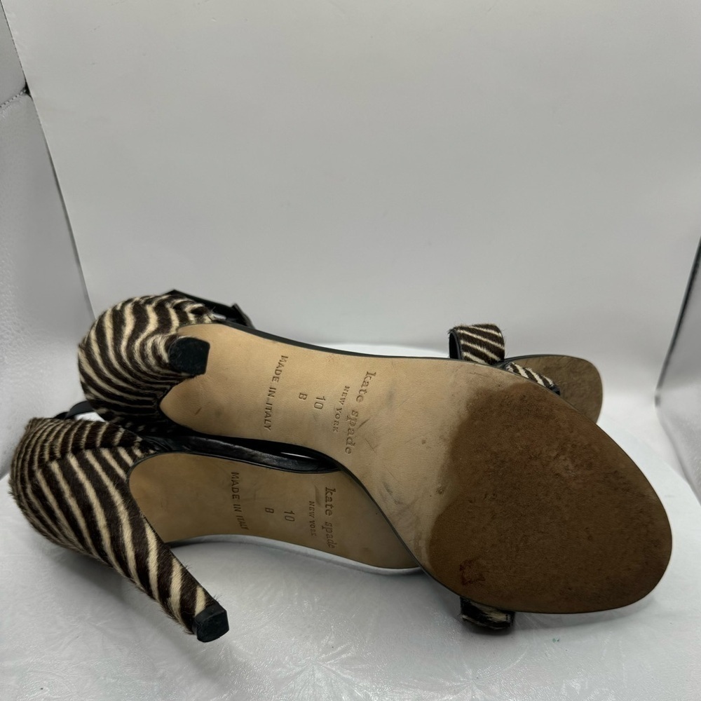 Kate Spade Animal Calf Hair Zebra Print Open Toe Heels Size 10 - Picture 6 of 9